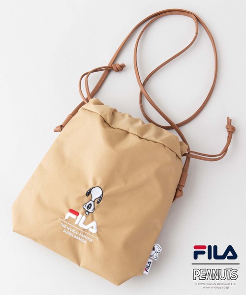 PEANUTS(ピーナッツ)の「【FILA/フィラ】【PEANUTS/ピーナッツ】スヌーピー キンチャクミニバッグ(ショルダーバッグ・レディース・ベージュ/グリーン/ブラック・FREE)」の1枚目の写真