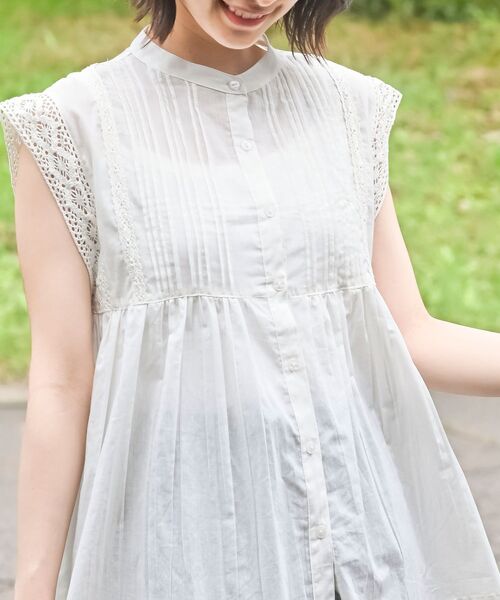 rps（アールピーエス）の「レースピンタックフレンチスリーブブラウス（シャツ/ブラウス・レディース・ブラック/オフホワイト/マスタード/ピンク・フリー）」の8枚目の写真