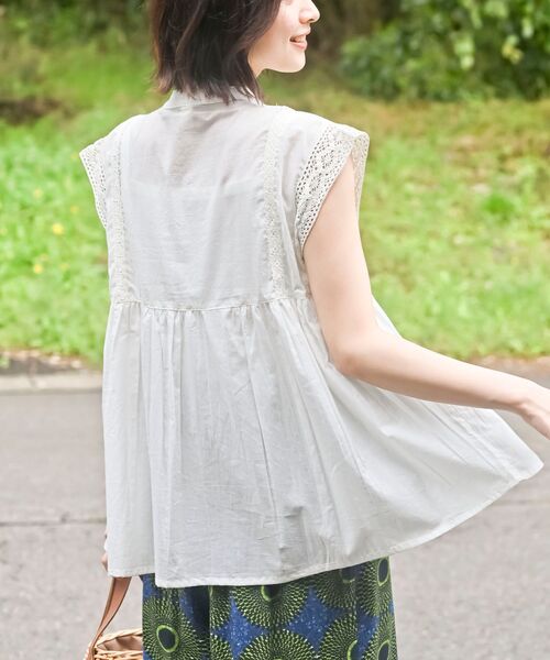 rps（アールピーエス）の「レースピンタックフレンチスリーブブラウス（シャツ/ブラウス・レディース・ブラック/オフホワイト/マスタード/ピンク・フリー）」の5枚目の写真