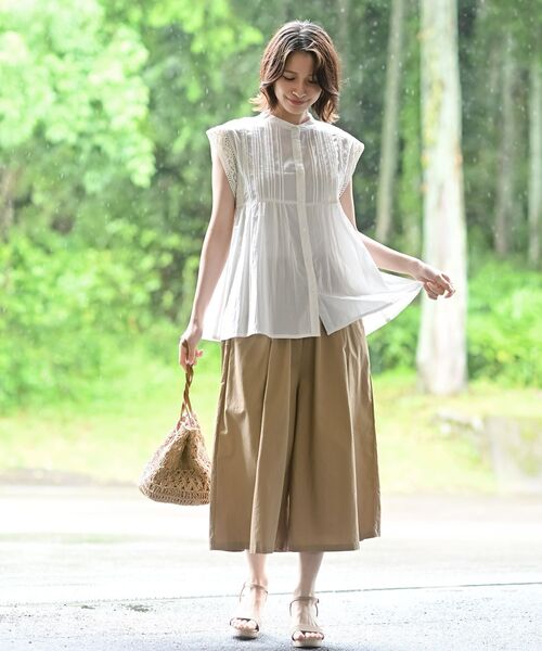 rps（アールピーエス）の「レースピンタックフレンチスリーブブラウス（シャツ/ブラウス・レディース・ブラック/オフホワイト/マスタード/ピンク・フリー）」の16枚目の写真