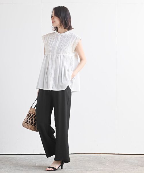 rps（アールピーエス）の「レースピンタックフレンチスリーブブラウス（シャツ/ブラウス・レディース・ブラック/オフホワイト/マスタード/ピンク・フリー）」の21枚目の写真