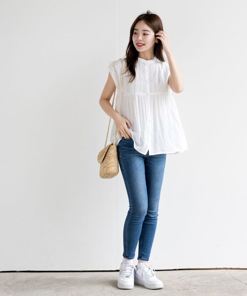 rps（アールピーエス）の「レースピンタックフレンチスリーブブラウス（シャツ/ブラウス・レディース・ブラック/オフホワイト/マスタード/ピンク・フリー）」の11枚目の写真