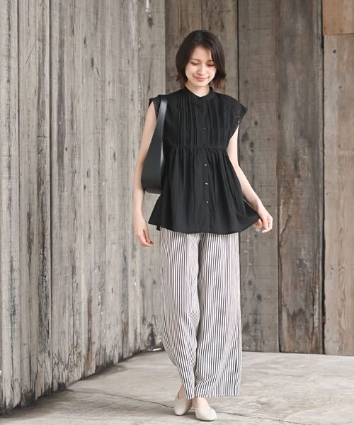 rps（アールピーエス）の「レースピンタックフレンチスリーブブラウス（シャツ/ブラウス・レディース・ブラック/オフホワイト/マスタード/ピンク・フリー）」の13枚目の写真