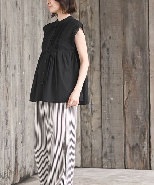 rps（アールピーエス）の「レースピンタックフレンチスリーブブラウス（シャツ/ブラウス・レディース・ブラック/オフホワイト/マスタード/ピンク・フリー）」の9枚目の写真