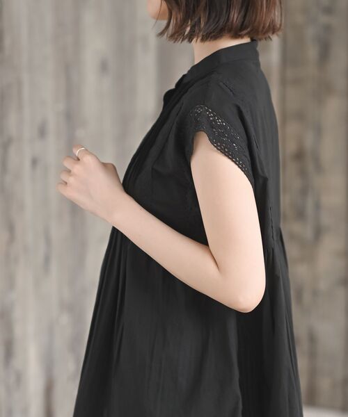 rps（アールピーエス）の「レースピンタックフレンチスリーブブラウス（シャツ/ブラウス・レディース・ブラック/オフホワイト/マスタード/ピンク・フリー）」の17枚目の写真