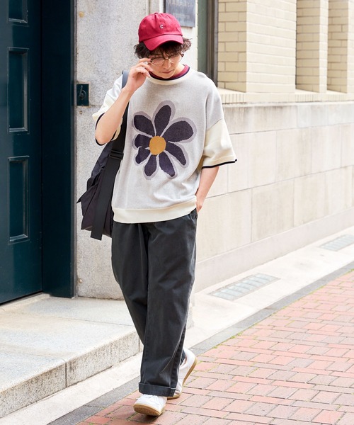 MONO-MART LADY'S（モノマートレディース）の「フラワージャガード半袖ニットプルオーバー（ニット/セーター・レディース・アイボリー/グリーン/オレンジ/ネイビー・FREE）」の9枚目の写真