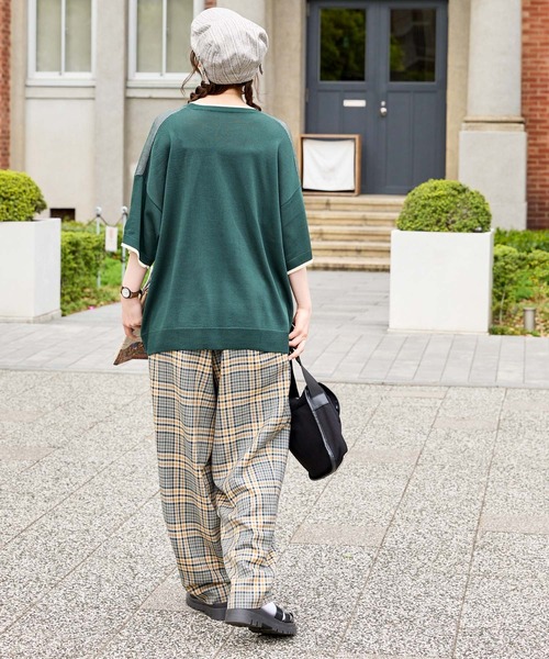 MONO-MART LADY'S（モノマートレディース）の「フラワージャガード半袖ニットプルオーバー（ニット/セーター・レディース・アイボリー/グリーン/オレンジ/ネイビー・FREE）」の10枚目の写真