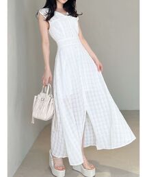 シアーチェックフレアワンピース