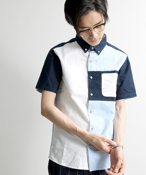 WEGO（ウィゴー）の「WEGO/クレイジーパターンシャツ（シャツ/ブラウス・メンズ・ホワイト/ネイビー・MEDIUM/LARGE）」の2枚目の写真