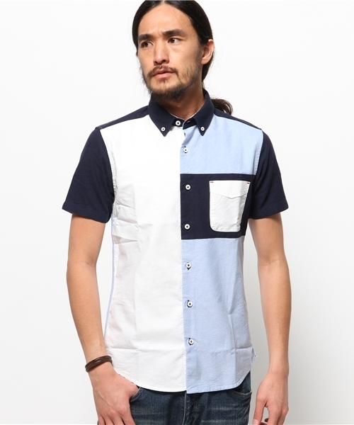 WEGO（ウィゴー）の「WEGO/クレイジーパターンシャツ（シャツ/ブラウス・メンズ・ホワイト/ネイビー・MEDIUM/LARGE）」の13枚目の写真