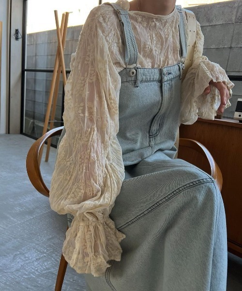 WILLFULLY（ウィルフリー）の「A line denim suspenders skirt