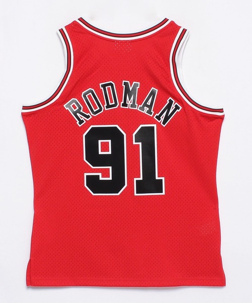 Mitchell&Ness（ミッチェル&ネス）の「Mitchell&Ness 　NBA SWINGMAN ROAD JERSEY BULLS 97 DENNIS RODMAN（タンクトップ・メンズ・レッド・XL/M/L）」の5枚目の写真