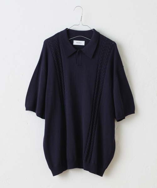 WHIMSIC(ウィムジック)の「【UNISEX】レトロパターンニットポロシャツ(ポロシャツ・メンズ・ブルー/ネイビー/オレンジ・FREE)」の9枚目の写真