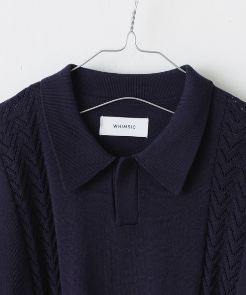 WHIMSIC(ウィムジック)の「【UNISEX】レトロパターンニットポロシャツ(ポロシャツ・メンズ・ブルー/ネイビー/オレンジ・FREE)」の10枚目の写真