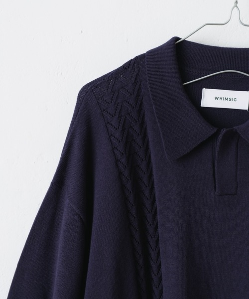 WHIMSIC(ウィムジック)の「【UNISEX】レトロパターンニットポロシャツ(ポロシャツ・メンズ・ブルー/ネイビー/オレンジ・FREE)」の13枚目の写真
