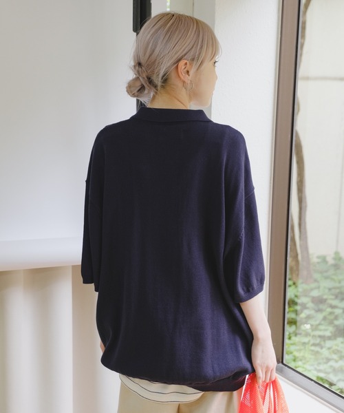 WHIMSIC(ウィムジック)の「【UNISEX】レトロパターンニットポロシャツ(ポロシャツ・メンズ・ブルー/ネイビー/オレンジ・FREE)」の6枚目の写真