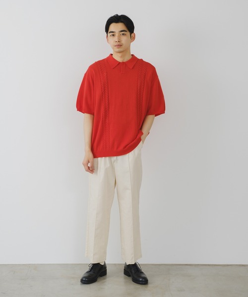 WHIMSIC(ウィムジック)の「【UNISEX】レトロパターンニットポロシャツ(ポロシャツ・メンズ・ブルー/ネイビー/オレンジ・FREE)」の16枚目の写真