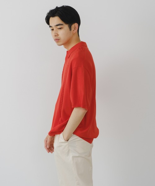 WHIMSIC(ウィムジック)の「【UNISEX】レトロパターンニットポロシャツ(ポロシャツ・メンズ・ブルー/ネイビー/オレンジ・FREE)」の21枚目の写真