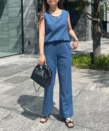 えりパールリネン混デニムセットアップ