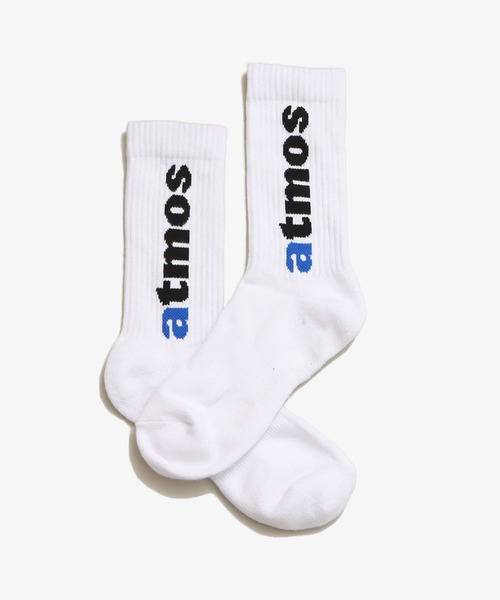 atmos（アトモス）の「atmos JACQUARD LOGO SOCKS 2（ソックス/靴下・メンズ・グレー/ブラック/ホワイト×ブルー・26-28cm）」の2枚目の写真
