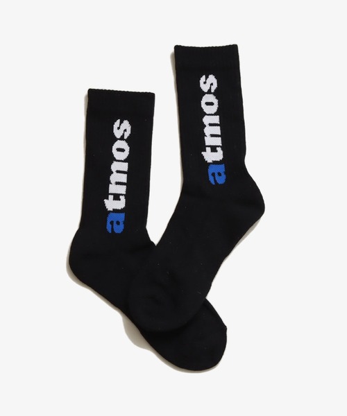 atmos（アトモス）の「atmos JACQUARD LOGO SOCKS 2（ソックス/靴下・メンズ・グレー/ブラック/ホワイト×ブルー・26-28cm）」の3枚目の写真