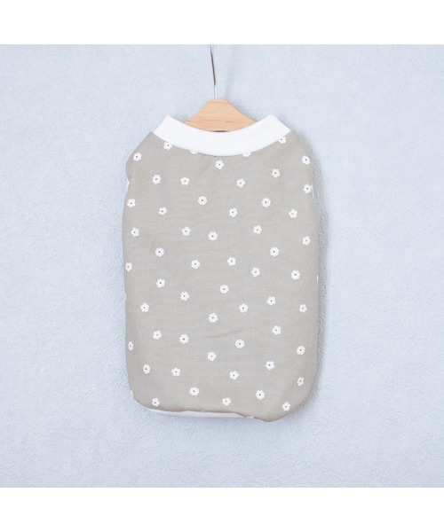 ハンドメイド　小花柄スノーカットドビー　立ち襟バルーンチュニック　韓国　犬服 ハンドメイド 小花柄スノーカットドビー 立ち襟バルーンチュニック