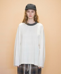 【my beautiful landlet】 TIGHT-SLITCHED KNITTED FABRIC RINGER L/S T-SHIRT