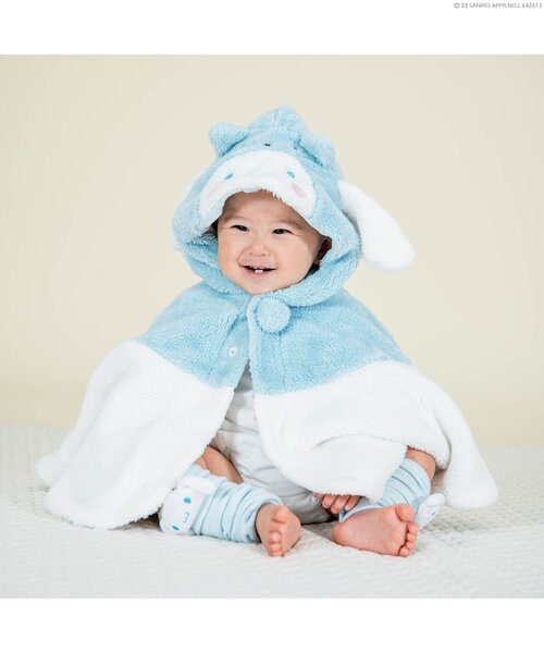 sanrio（サンリオ）の「ポムポムプリン/シナモロールコラボボアマント（おくるみ・キッズ・イエロー/オフホワイト・80/100）」の3枚目の写真