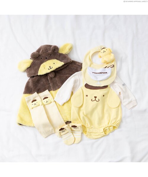 sanrio（サンリオ）の「ポムポムプリン/シナモロールコラボボアマント（おくるみ・キッズ・イエロー/オフホワイト・80/100）」の15枚目の写真