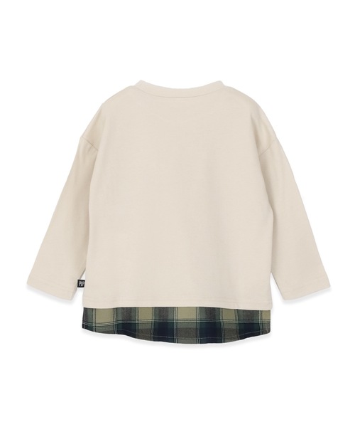 PUPPAPUPO(プッパプーポ)の「チェック ポケット 裾 レイヤード 長袖 Tシャツ(Tシャツ/カットソー・キッズ・スミクロ/ベージュ/アイボリー・140/100/90/120/110/80/130)」の16枚目の写真