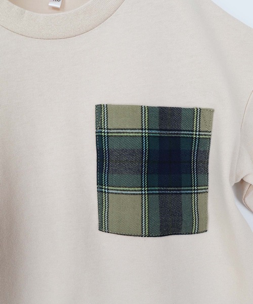 PUPPAPUPO(プッパプーポ)の「チェック ポケット 裾 レイヤード 長袖 Tシャツ(Tシャツ/カットソー・キッズ・スミクロ/ベージュ/アイボリー・140/100/90/120/110/80/130)」の17枚目の写真