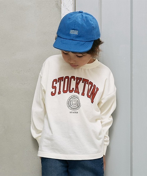 b・ROOM(ビールーム)の「【型崩れしないやわらかコットン】アソートロゴTシャツ(Tシャツ/カットソー・キッズ・アイボリー/グレイッシュベージュ/モスグリーン/ネイビー/マスタード/チャコール・100cm/110cm/120cm/130cm/140cm/150cm)」の2枚目の写真