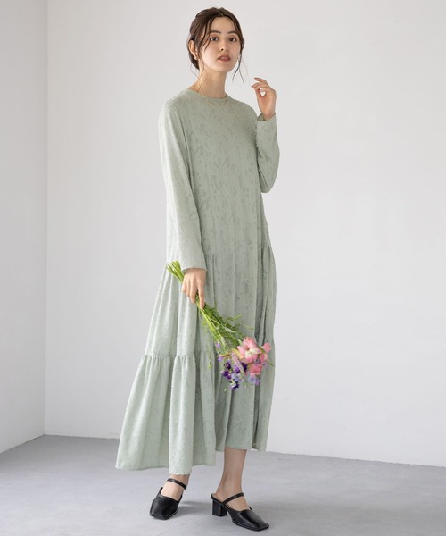 LEPSIM(レプシィム)の「カットジャガードワンピース【jours heureux】 964382(ワンピース・レディース・ブラック/ライトグリーン・FREE)」の8枚目の写真