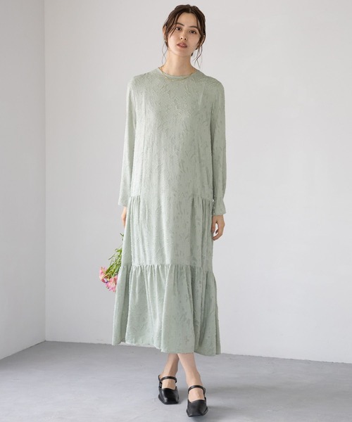 LEPSIM(レプシィム)の「カットジャガードワンピース【jours heureux】 964382(ワンピース・レディース・ブラック/ライトグリーン・FREE)」の9枚目の写真
