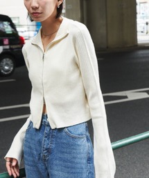 Auntie Rosa Holiday | リブ編みダブルZIPカーディガン(カーディガン/ボレロ)