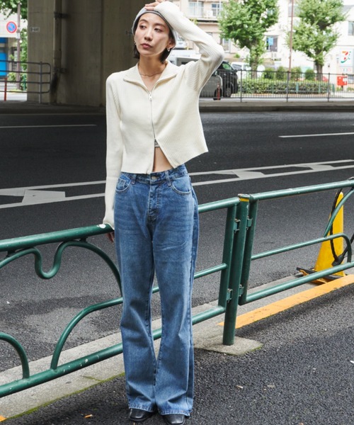 Auntie Rosa Holiday（アンティローザホリデー）の「リブ編みダブルZIPカーディガン（カーディガン/ボレロ・レディース・チャコールグレー/アイボリー/オリーブ・FREE）」の21枚目の写真