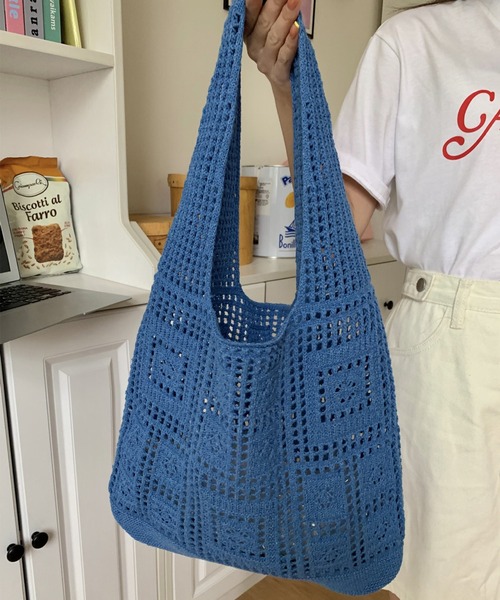 aimoha(アイモハ)の「ニット編み大容量トート(トートバッグ・レディース・ネイビー/グリーン/ブラウン/ベージュ/ブルー/チョコ/パープル・FREE)」の21枚目の写真