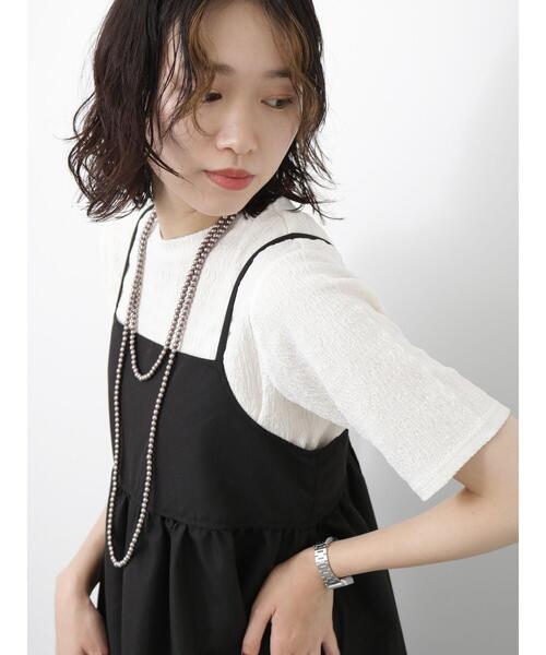 Samansa Mos2 blue（サマンサモスモスブルー）の「楊柳プルオーバー（Tシャツ/カットソー・レディース・オフホワイト/グリーン/ブラック・F）」の2枚目の写真