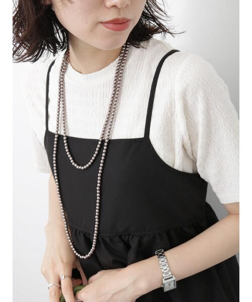 Samansa Mos2 blue（サマンサモスモスブルー）の「楊柳プルオーバー（Tシャツ/カットソー・レディース・オフホワイト/グリーン/ブラック・F）」の6枚目の写真