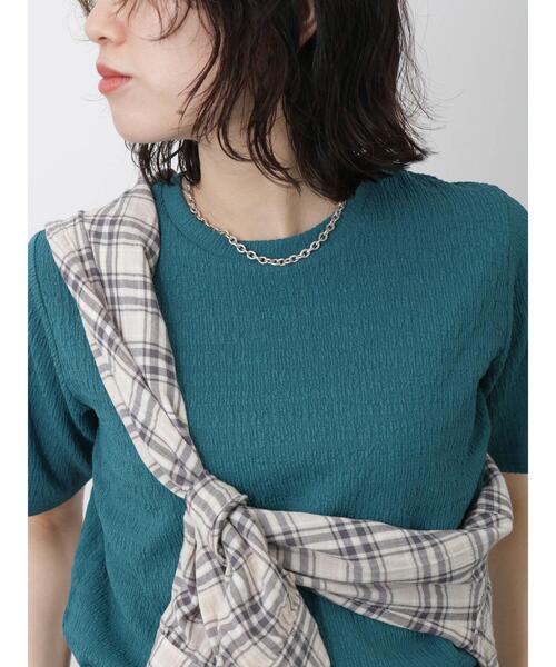 Samansa Mos2 blue（サマンサモスモスブルー）の「楊柳プルオーバー（Tシャツ/カットソー・レディース・オフホワイト/グリーン/ブラック・F）」の11枚目の写真