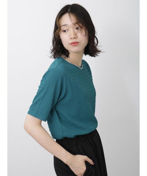 Samansa Mos2 blue（サマンサモスモスブルー）の「楊柳プルオーバー（Tシャツ/カットソー・レディース・オフホワイト/グリーン/ブラック・F）」の18枚目の写真