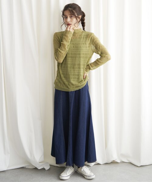 LBC（エルビーシー）の「デニムフレアロングスカート（スカート・レディース・ネイビー/ブルー・L/M）」の6枚目の写真