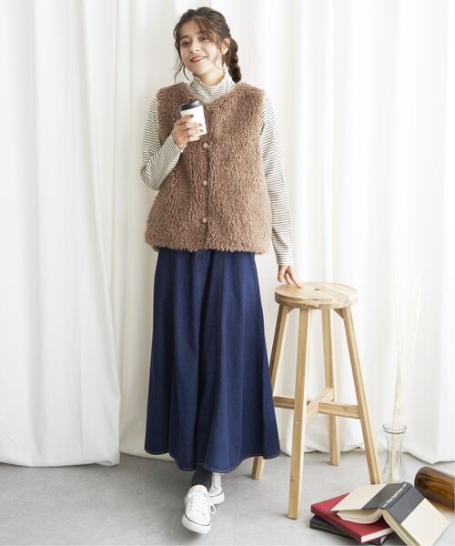 LBC（エルビーシー）の「デニムフレアロングスカート（スカート・レディース・ネイビー/ブルー・L/M）」の7枚目の写真