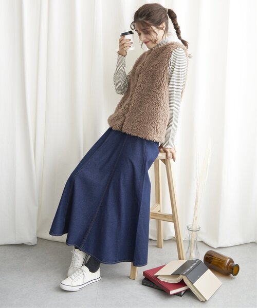 LBC（エルビーシー）の「デニムフレアロングスカート（スカート・レディース・ネイビー/ブルー・L/M）」の8枚目の写真