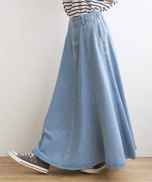 美品▲ebure エブール //デニムフレアスカート▲ネイビー　紺色 ebure｜エブールのスカート通販｜ELLE SHOP (エル・ショップ)