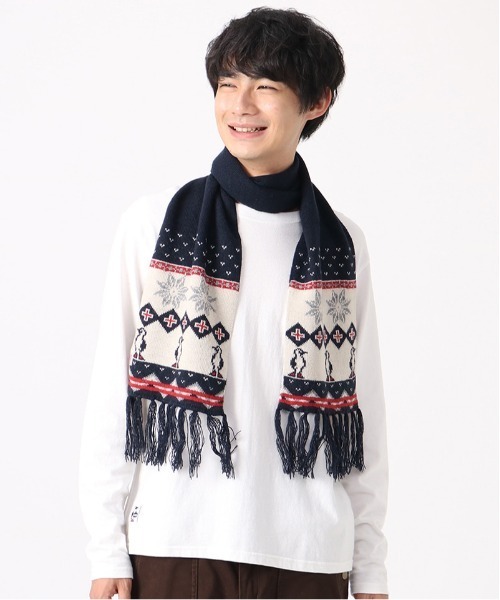 CHUMS(チャムス)の「【CHUMS】Booby Snow Knit Muffler(マフラー・メンズ・ベージュ/ネイビー・FREE)」の4枚目の写真