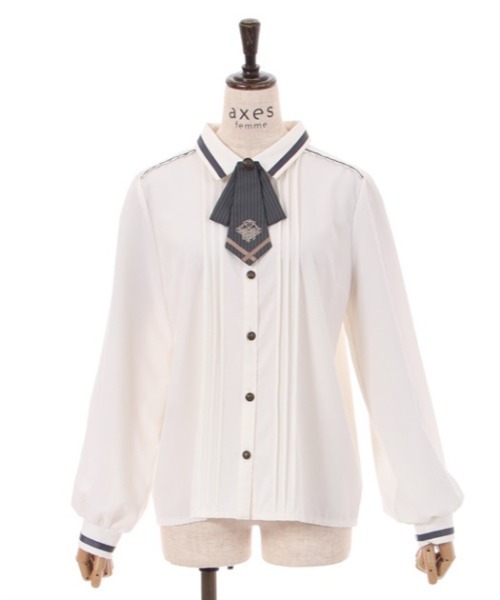 axes femme(アクシーズファム)の「ライン使いタイ付ブラウス(シャツ/ブラウス・レディース・ホワイト/グレー/ベージュ・LARGE/MEDIUM)」の5枚目の写真