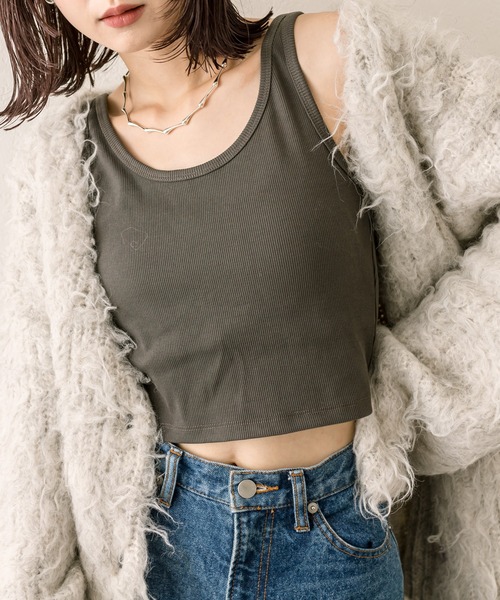 mystic（ミスティック）の「パット付リブタンクトップ（タンクトップ・レディース・ベージュ/チャコールグレー/ブラック・FREE）」の3枚目の写真