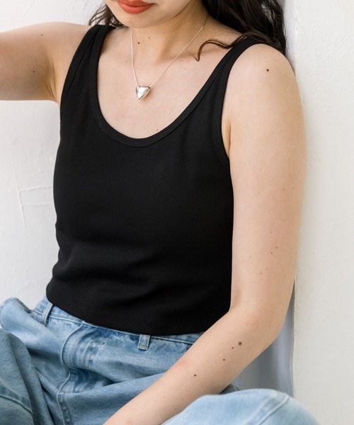 mystic（ミスティック）の「パット付リブタンクトップ（タンクトップ・レディース・ベージュ/チャコールグレー/ブラック・FREE）」の4枚目の写真