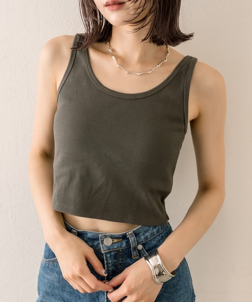 mystic（ミスティック）の「パット付リブタンクトップ（タンクトップ・レディース・ベージュ/チャコールグレー/ブラック・FREE）」の8枚目の写真